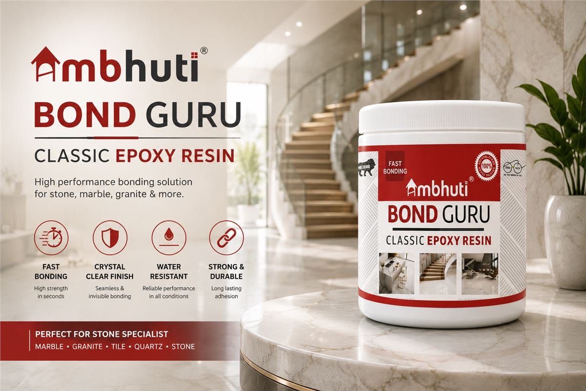 Ambhuti Bond Guru epoxy adhesive — transparent, heat and water resistant bonding for stone, marble and metal